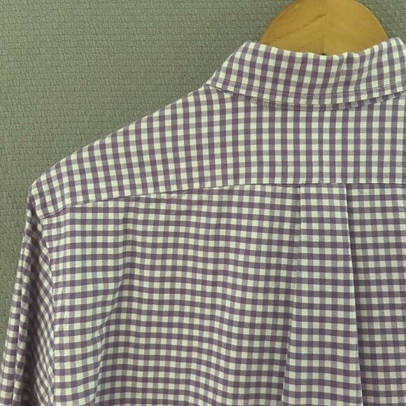 Ralph Lauren Medium Long Sleeve‎ Button Front Shirt Purple White Plaid Collared - Picture 9 of 9